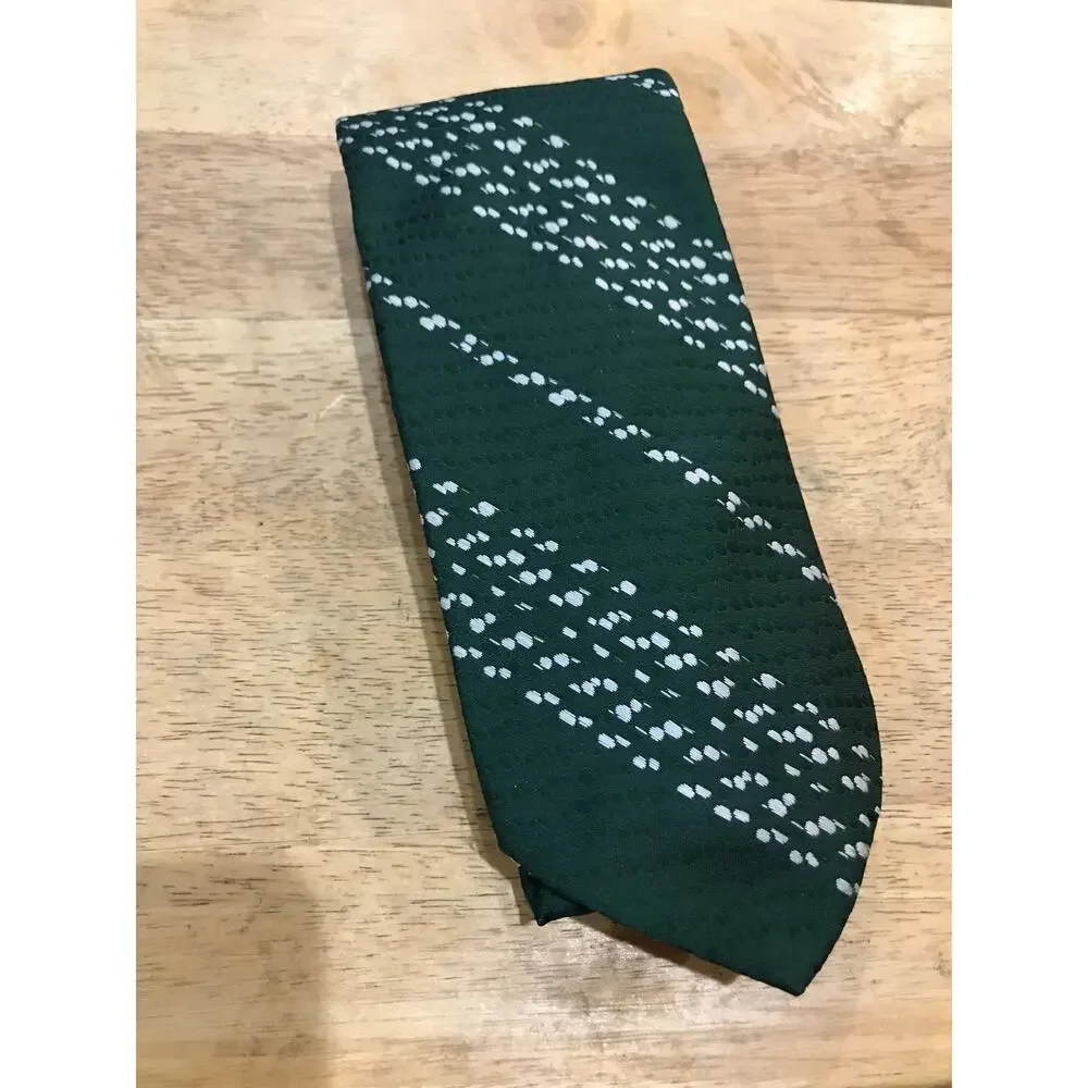 Wide Green and Silver Tie, Vintage Bonds Wide Tie, Patterned and Textured Tie